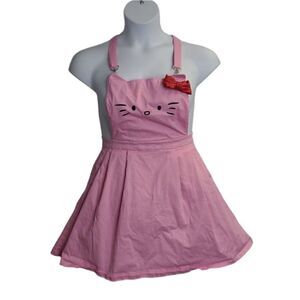 HELLO KITTY pink forever and always‎ overall pinafore dress L